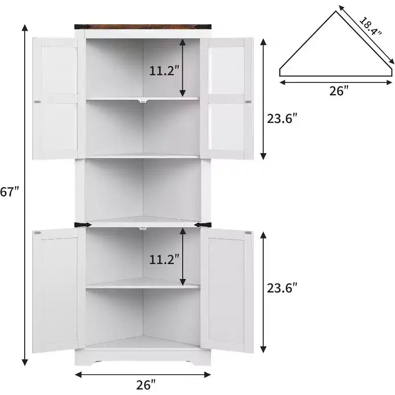 Meuble d'angle de rangement, Vitrine d'angle de style Ferme avec Portes en Verre, Organisateur de Rangement en Bois pour Salon, Salle de Bain