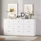 9-Drawer Dresser, Long Dresser for Bedroom, Large Modern Storage, Wood Drawer Organizer with Metal Handles, for Bedroom, Living Room