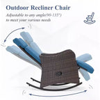 Fauteuil à bascule d'extérieur en osier EROMMY avec coussins