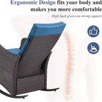 Fauteuil à bascule d'extérieur en osier EROMMY avec coussins