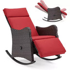 Fauteuil à bascule d'extérieur en osier EROMMY avec coussins