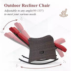Fauteuil à bascule d'extérieur en osier EROMMY avec coussins