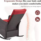 Fauteuil à bascule d'extérieur en osier EROMMY avec coussins