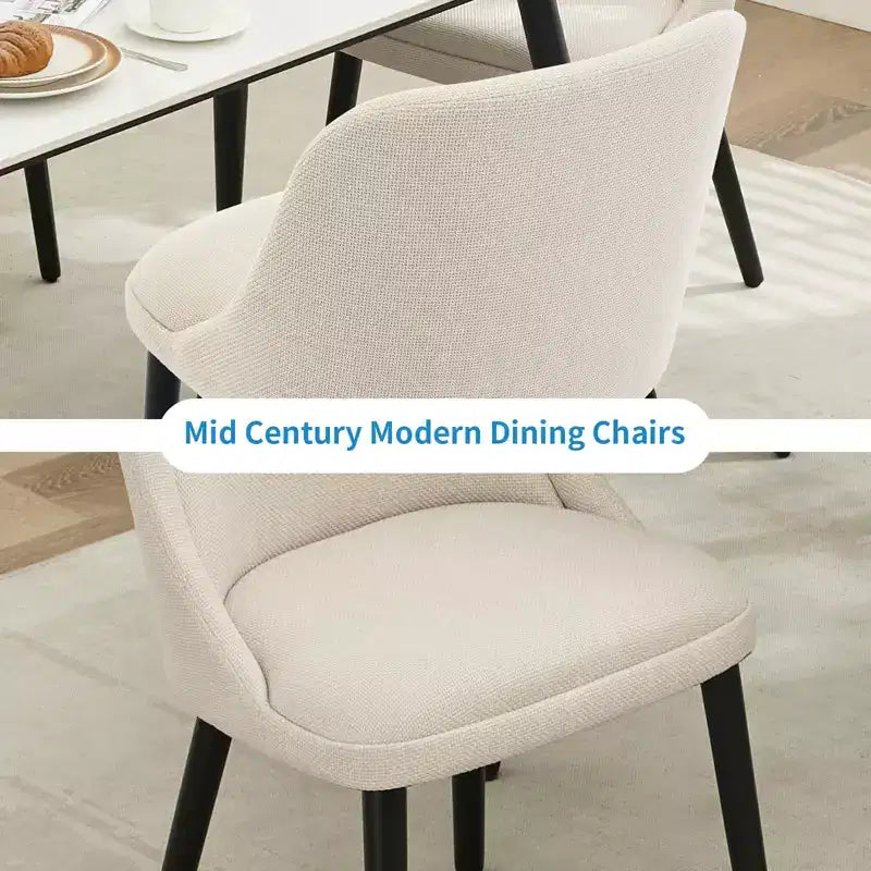 Lot de 6/4 chaises de salle à manger, chaises d'appoint avec dossier haut en tissu de lin, siège rembourré, pieds en bois robustes pour cuisine, salle à manger, café, ferme, beige