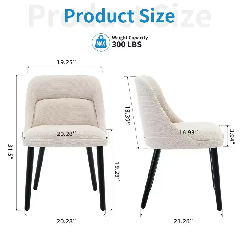 Lot de 6/4 chaises de salle à manger, chaises d'appoint avec dossier haut en tissu de lin, siège rembourré, pieds en bois robustes pour cuisine, salle à manger, café, ferme, beige