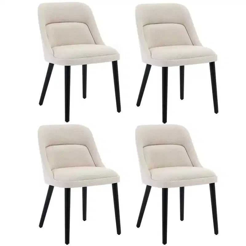 Lot de 6/4 chaises de salle à manger, chaises d'appoint avec dossier haut en tissu de lin, siège rembourré, pieds en bois robustes pour cuisine, salle à manger, café, ferme, beige