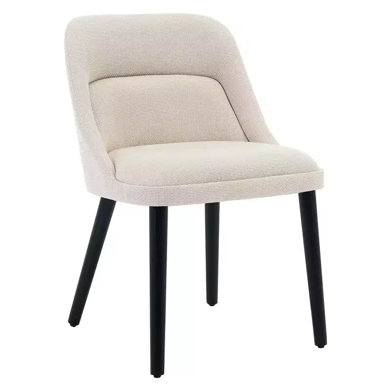 Lot de 6/4 chaises de salle à manger, chaises d'appoint avec dossier haut en tissu de lin, siège rembourré, pieds en bois robustes pour cuisine, salle à manger, café, ferme, beige