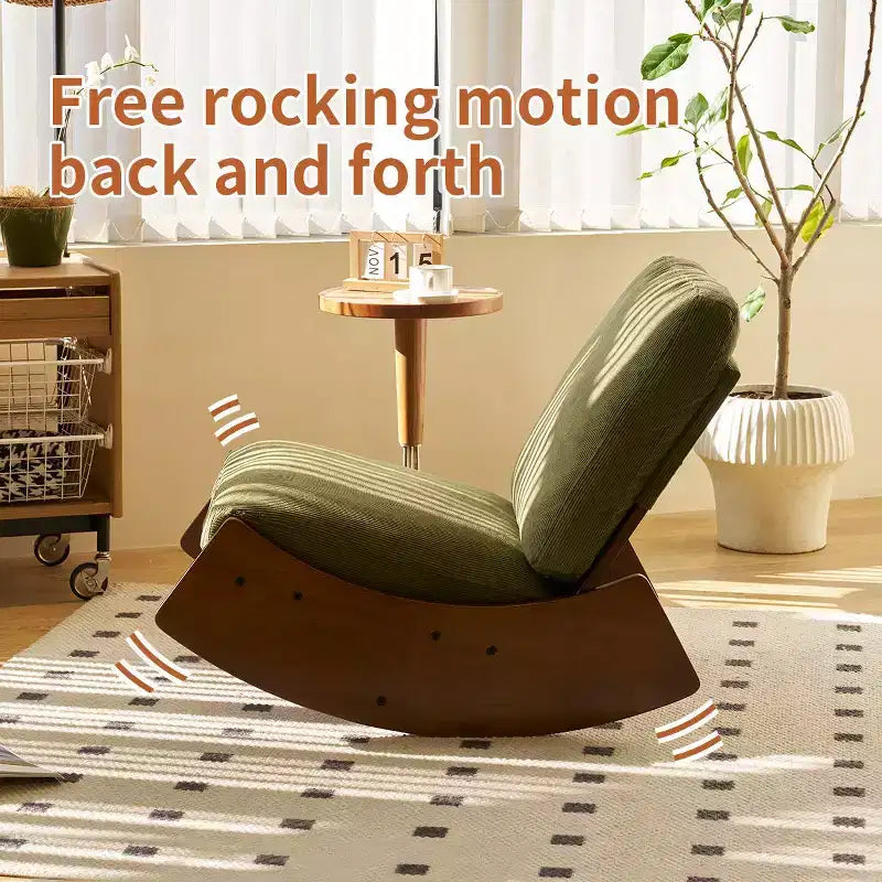 Fauteuil à bascule rétro en bois massif pour chambre de bébé et salon - Mouvement de glisse doux