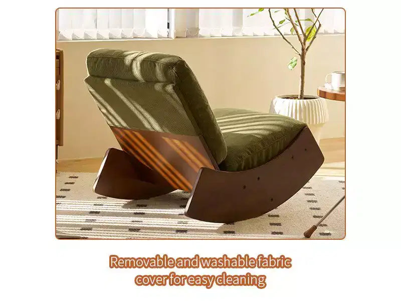 Fauteuil à bascule rétro en bois massif pour chambre de bébé et salon - Mouvement de glisse doux