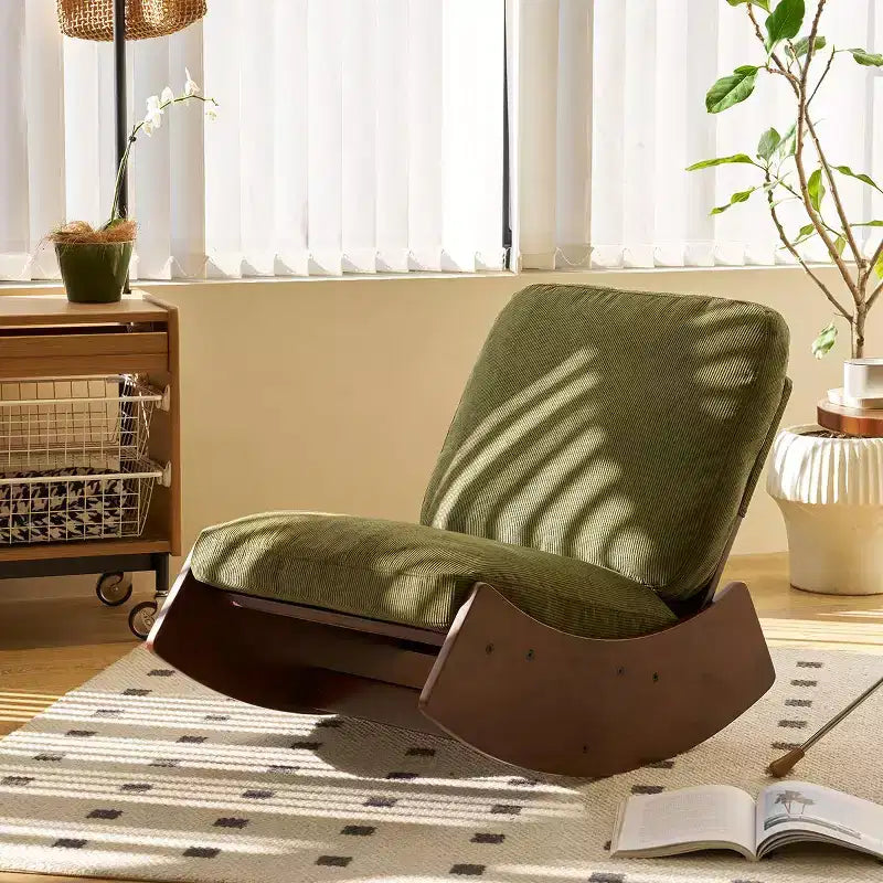 Fauteuil à bascule rétro en bois massif pour chambre de bébé et salon - Mouvement de glisse doux