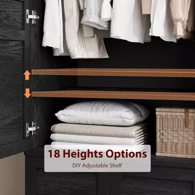 Grande armoire autoportante à 4 portes, étagères réglables, style moderne, meuble de rangement pour chambre à coucher, salon