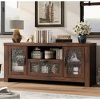 COZONY 55 Buffet de ferme avec portes en acrylique, meuble bar à café marron avec étagères réglables et rangement