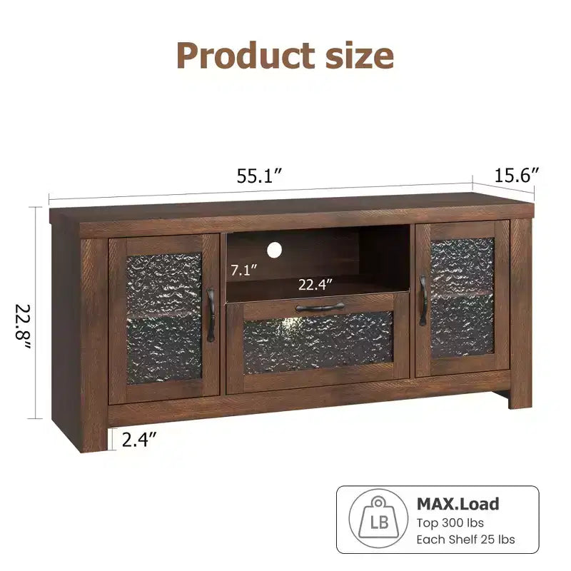 COZONY 55 Buffet de ferme avec portes en acrylique, meuble bar à café marron avec étagères réglables et rangement