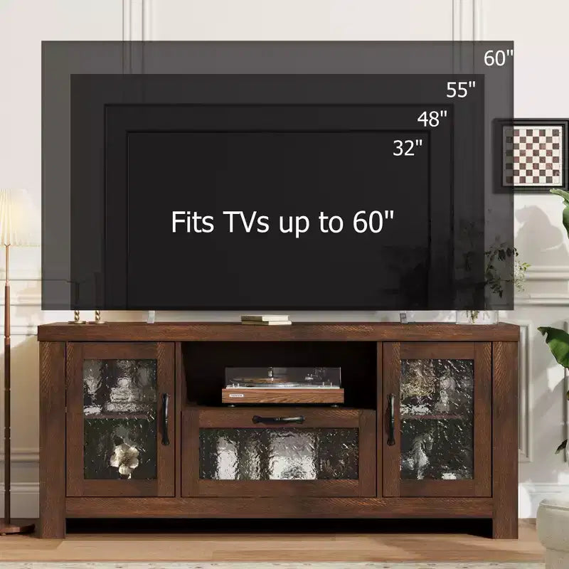 COZONY 55 Buffet de ferme avec portes en acrylique, meuble bar à café marron avec étagères réglables et rangement