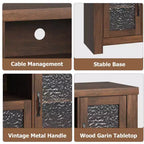 COZONY 55 Buffet de ferme avec portes en acrylique, meuble bar à café marron avec étagères réglables et rangement