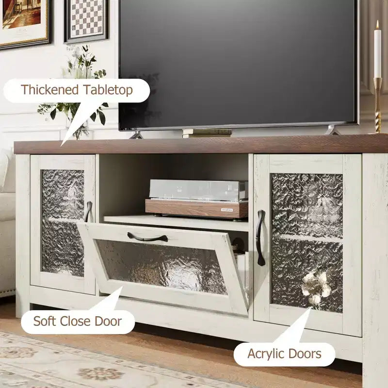 COZONY 55 Buffet de ferme avec portes en acrylique, meuble bar à café marron avec étagères réglables et rangement
