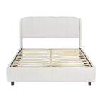 Cadre de lit plateforme rembourré Queen/King Size avec tête de lit moelleuse, forme incurvée, beige - ModernLuxe