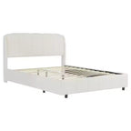Cadre de lit plateforme rembourré Queen/King Size avec tête de lit moelleuse, forme incurvée, beige - ModernLuxe