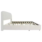Cadre de lit plateforme rembourré Queen/King Size avec tête de lit moelleuse, forme incurvée, beige - ModernLuxe