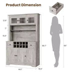 COZONY 68.7 Meuble de Rangement de Cuisine de Ferme avec Comptoir, Tiroirs et Étagères Réglables, Grande Armoire de Rangement avec Casier à Bouteilles