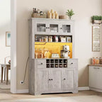 COZONY 68.7 Meuble de Rangement de Cuisine de Ferme avec Comptoir, Tiroirs et Étagères Réglables, Grande Armoire de Rangement avec Casier à Bouteilles