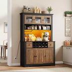 COZONY 68.7 Meuble de Rangement de Cuisine de Ferme avec Comptoir, Tiroirs et Étagères Réglables, Grande Armoire de Rangement avec Casier à Bouteilles