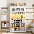 COZONY 68.7 Meuble de Rangement de Cuisine de Ferme avec Comptoir, Tiroirs et Étagères Réglables, Grande Armoire de Rangement avec Casier à Bouteilles