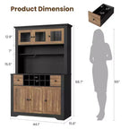 COZONY 68.7 Meuble de Rangement de Cuisine de Ferme avec Comptoir, Tiroirs et Étagères Réglables, Grande Armoire de Rangement avec Casier à Bouteilles