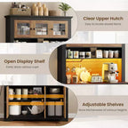 COZONY 68.7 Meuble de Rangement de Cuisine de Ferme avec Comptoir, Tiroirs et Étagères Réglables, Grande Armoire de Rangement avec Casier à Bouteilles