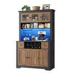 COZONY 68.7 Meuble de Rangement de Cuisine de Ferme avec Comptoir, Tiroirs et Étagères Réglables, Grande Armoire de Rangement avec Casier à Bouteilles