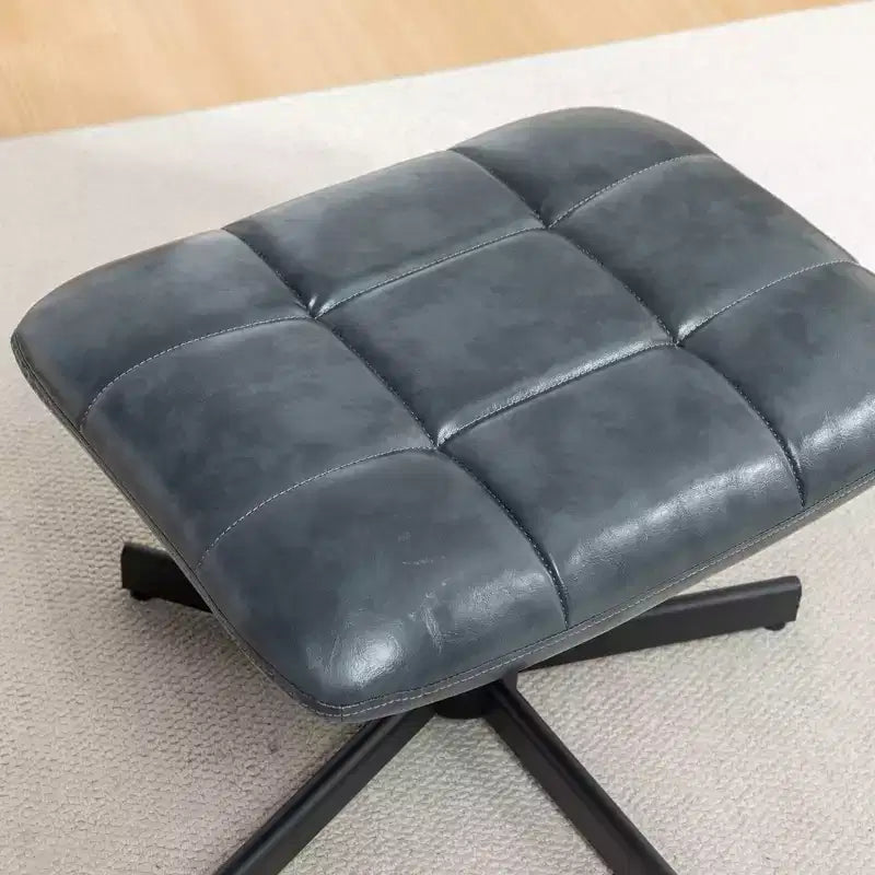 GDFStudio Mora Ensemble de 2 pièces : fauteuil d'appoint capitonné en similicuir et ottoman avec base en métal