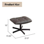 GDFStudio Mora Ensemble de 2 pièces : fauteuil d'appoint capitonné en similicuir et ottoman avec base en métal