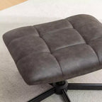 GDFStudio Mora Ensemble de 2 pièces : fauteuil d'appoint capitonné en similicuir et ottoman avec base en métal