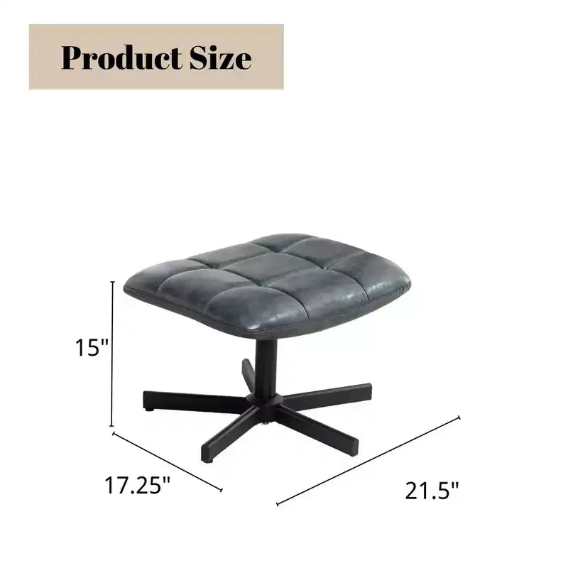 GDFStudio Mora Ensemble de 2 pièces : fauteuil d'appoint capitonné en similicuir et ottoman avec base en métal