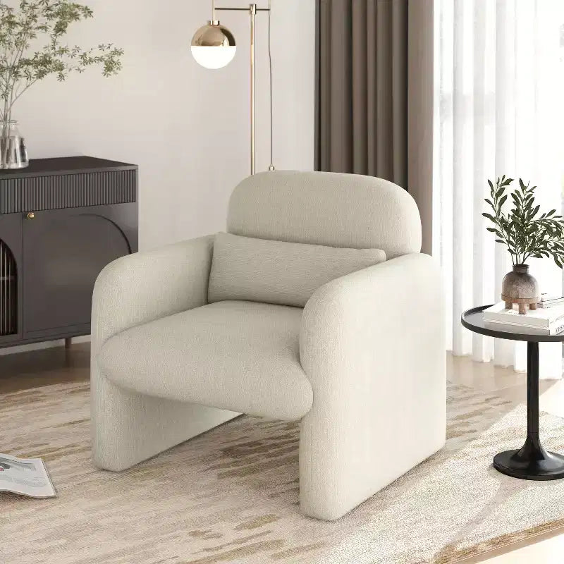 Fauteuil d'appoint tonneau moderne GDFStudio Diane en chenille avec coussin
