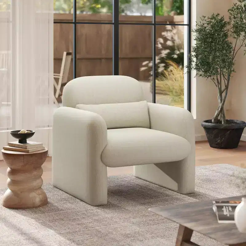 Fauteuil d'appoint tonneau moderne GDFStudio Diane en chenille avec coussin