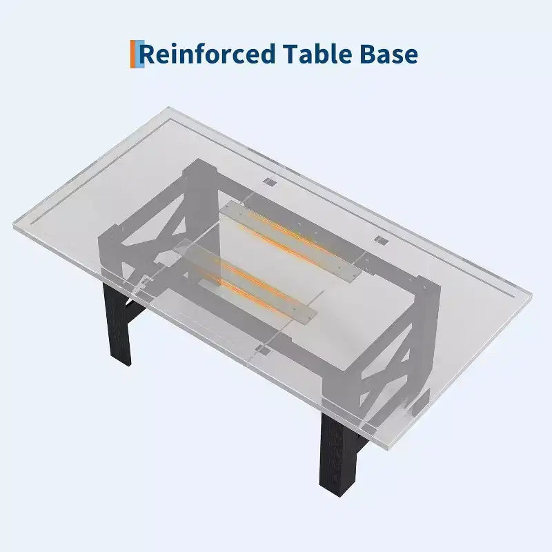 Table à manger de ferme de 180 cm pour 6 à 8 personnes, table de cuisine en bois avec plateau épais et pieds triangulaires, noir rustique pour salle à manger ou bureau