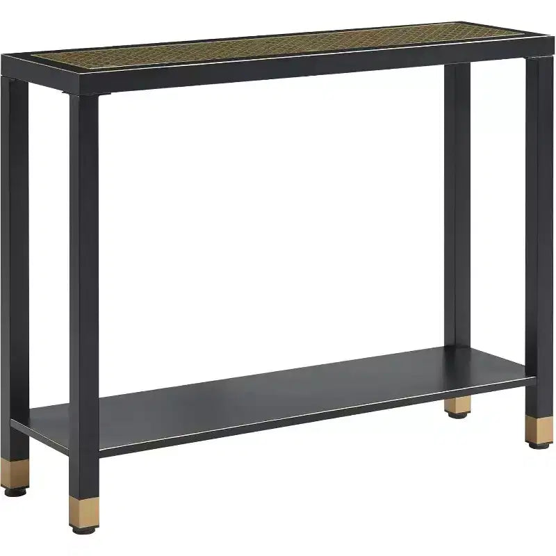 GDFStudio Nerita : Console moderne en verre à 2 plateaux avec structure métallique