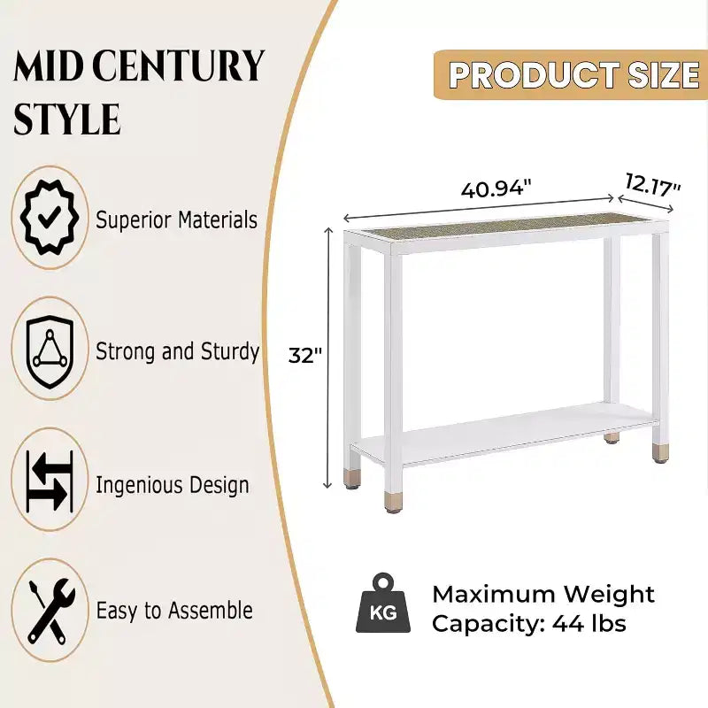 GDFStudio Nerita : Console moderne en verre à 2 plateaux avec structure métallique