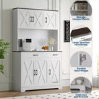 71 Armoire de cuisine style ferme, Meuble de rangement autoportant haut, pour salle à manger, salon