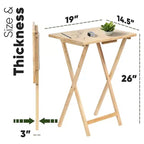 PJ Wood Tables pliantes rectangulaires légères en bois massif pour intérieur, plateau de télévision, lot de 5 avec support de rangement compact, finition expresso