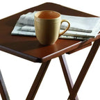 PJ Wood Tables pliantes rectangulaires légères en bois massif pour intérieur, plateau de télévision, lot de 5 avec support de rangement compact, finition expresso