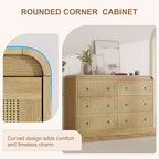 Commode en rotin de 117 cm de large, commode à 6 tiroirs, commode moderne, pour chambre à coucher, salon