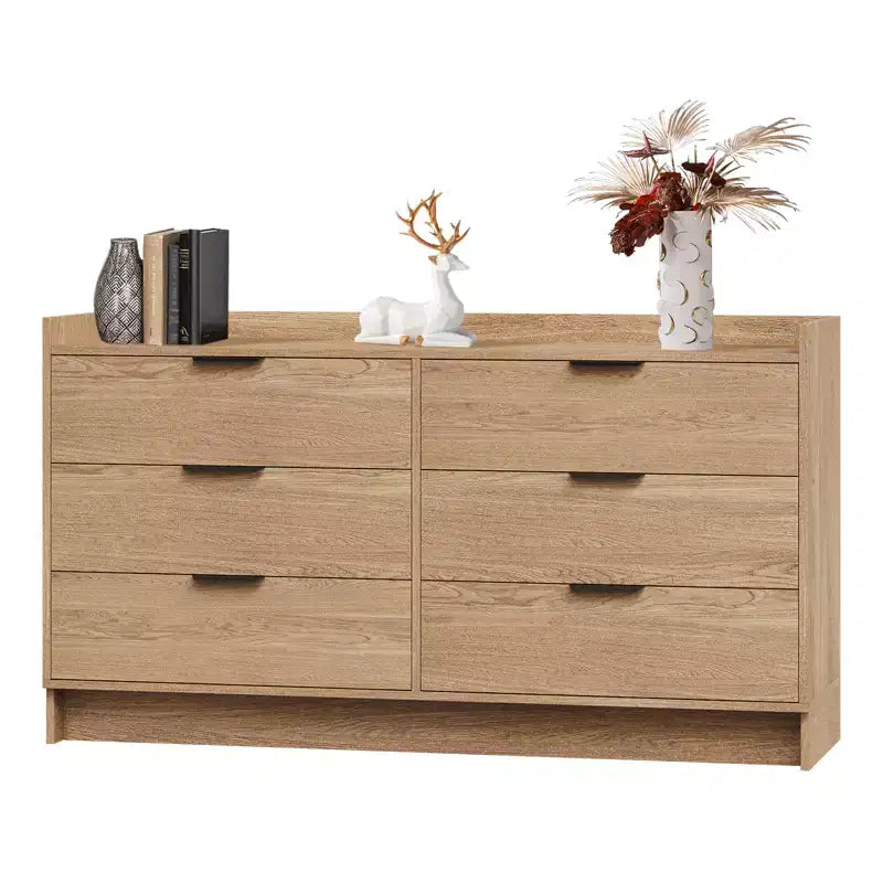 Commode moderne à 6 tiroirs, organisateur de placard et meuble TV, armoire de rangement en bois cannelé, pour salon, couloir