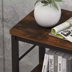 Lot de 2 tables de chevet avec 3 étagères de rangement, tables d'appoint industrielles avec cadre en métal, tables de chevet peu encombrantes pour chambre, salon, bureau