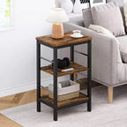 Lot de 2 tables de chevet avec 3 étagères de rangement, tables d'appoint industrielles avec cadre en métal, tables de chevet peu encombrantes pour chambre, salon, bureau
