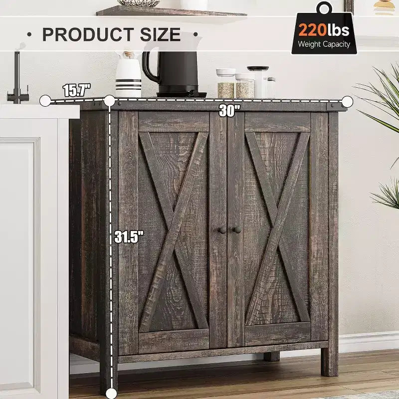 Petit buffet de rangement 2 pièces, meuble de rangement de style ferme avec 2 portes et étagères réglables, console d'entrée pour salon/salle à manger/cuisine