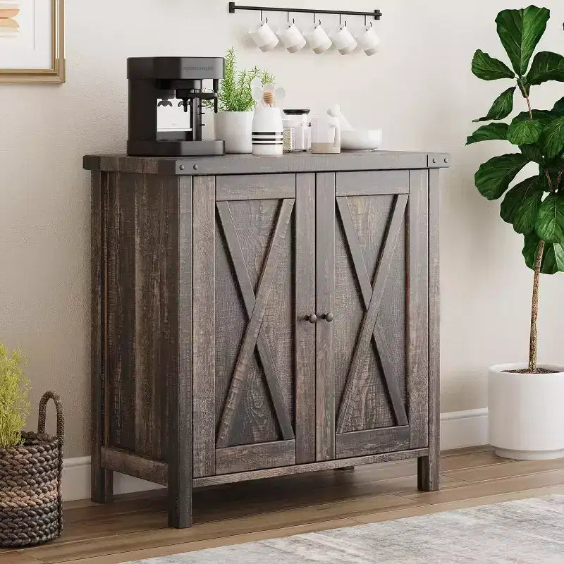 Petit buffet de rangement 2 pièces, meuble de rangement de style ferme avec 2 portes et étagères réglables, console d'entrée pour salon/salle à manger/cuisine