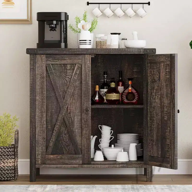 Petit buffet de rangement 2 pièces, meuble de rangement de style ferme avec 2 portes et étagères réglables, console d'entrée pour salon/salle à manger/cuisine