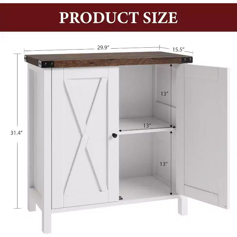 Petit buffet de rangement 2 pièces, meuble de rangement de style ferme avec 2 portes et étagères réglables, console d'entrée pour salon/salle à manger/cuisine